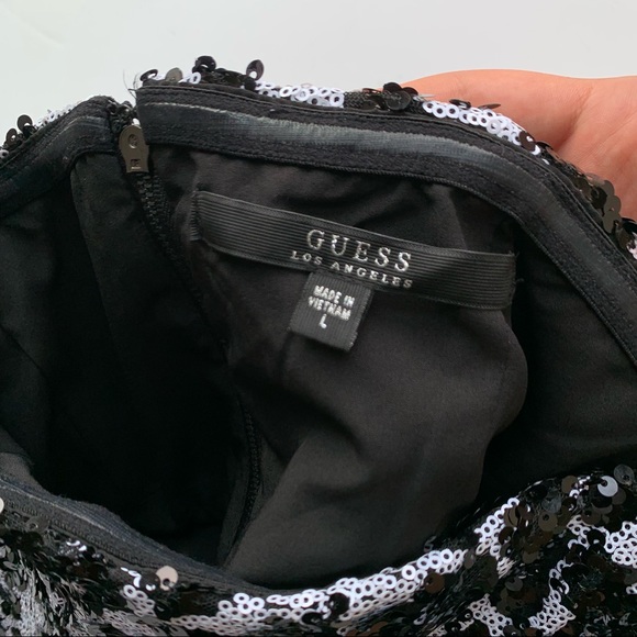 Guess black and white sequin strapless size L - Picture 6 of 9